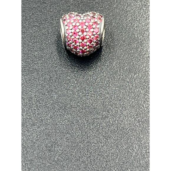 Pandora Authentic Pink Red Ombré Pavé Heart Charm 791052PCZ ALE Sterling Silver - Picture 3 of 8